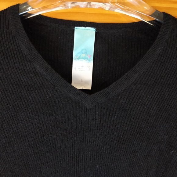 Aphorism Black V-Neck Sweater Long Sleeve Soft Angora Blend Large - Picture 3 of 7